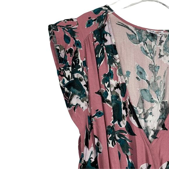 Splendid Faux Wrap Maxi Dress Pink Floral High Low Size Small - Picture 6 of 13